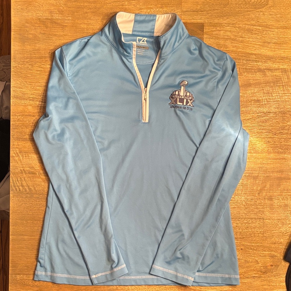 Light Blue Quarter-Zip Super Bowl Logo Pullover